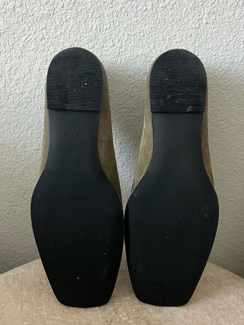 Alohas Sway Suede Khaki Leather Ballet Flats - Picture 4 of 7